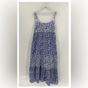The Nines by Hatch Dress Womens Medium Blue White Floral Maxi Length Sleeveless